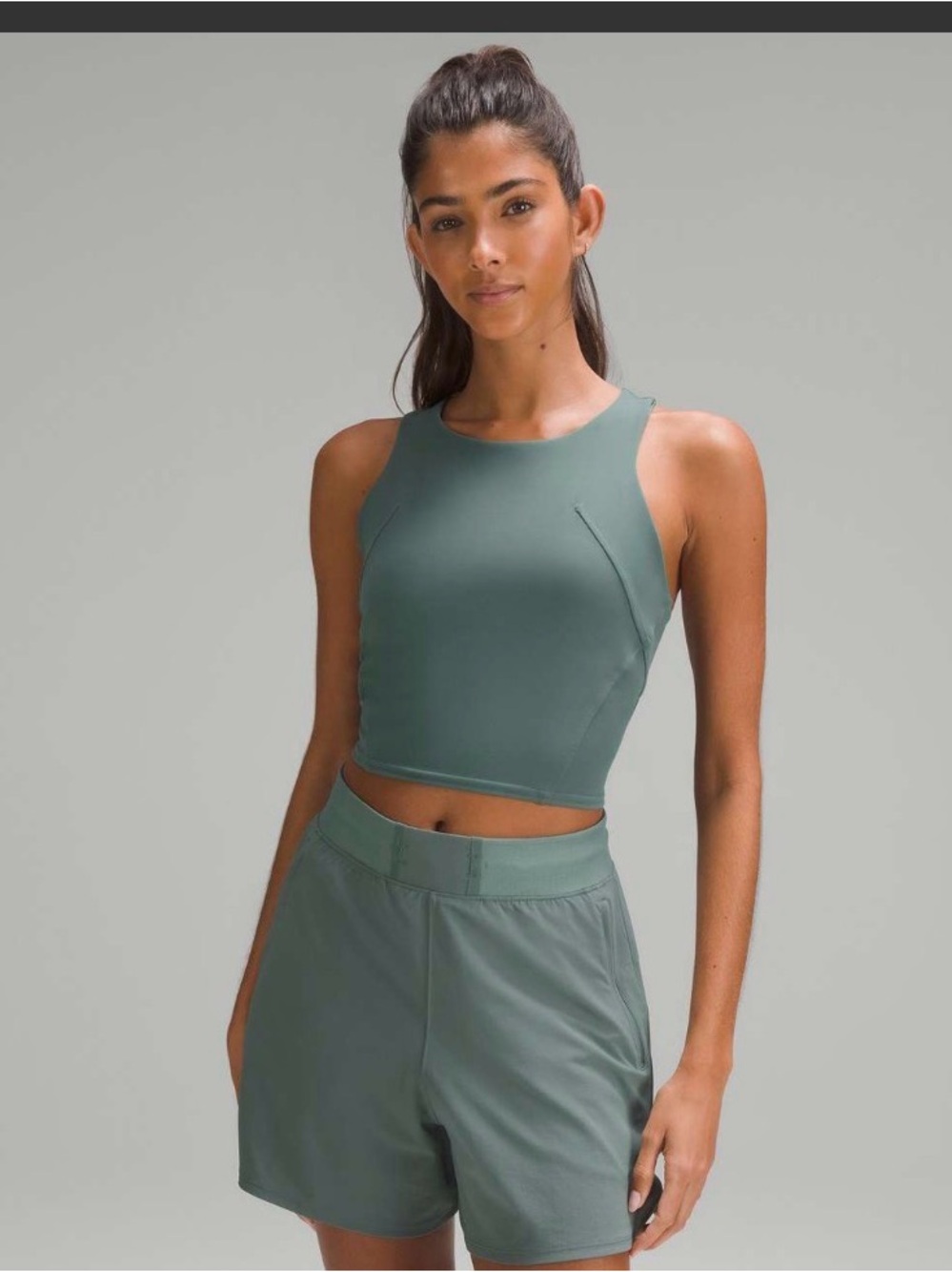 lululemon athletica Cropped High-Neck Tank Top in Sage
